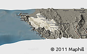 Shaded Relief Panoramic Map of Sambu, darken