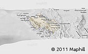 Shaded Relief Panoramic Map of Sambu, desaturated