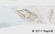 Shaded Relief Panoramic Map of Sambu, lighten, semi-desaturated