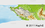 Shaded Relief Panoramic Map of Sambu, physical outside