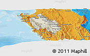 Shaded Relief Panoramic Map of Sambu, political outside
