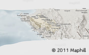 Shaded Relief Panoramic Map of Sambu, semi-desaturated