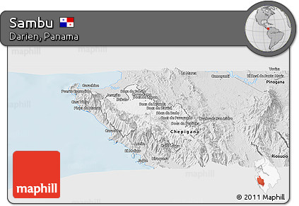 Silver Style Panoramic Map of Sambu