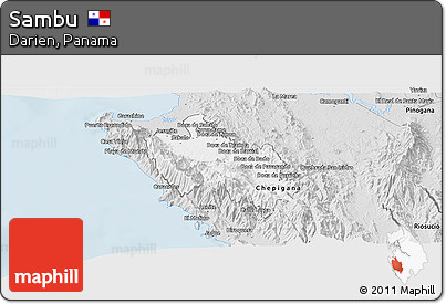 Silver Style Panoramic Map of Sambu