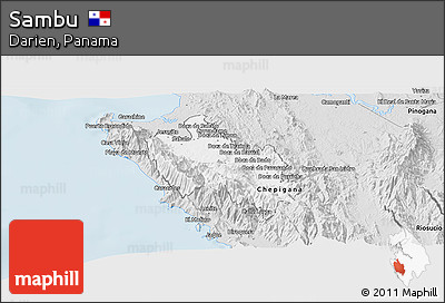 Silver Style Panoramic Map of Sambu