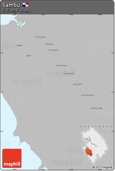 Gray Simple Map of Sambu, single color outside