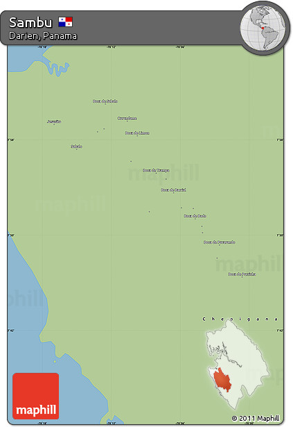 Savanna Style Simple Map of Sambu, single color outside