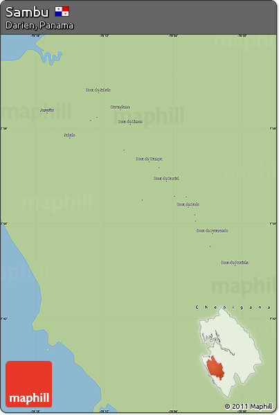 Savanna Style Simple Map of Sambu, single color outside