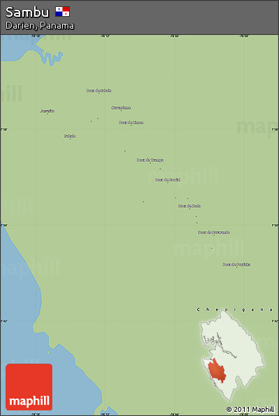 Savanna Style Simple Map of Sambu, single color outside