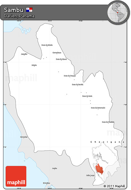 Silver Style Simple Map of Sambu