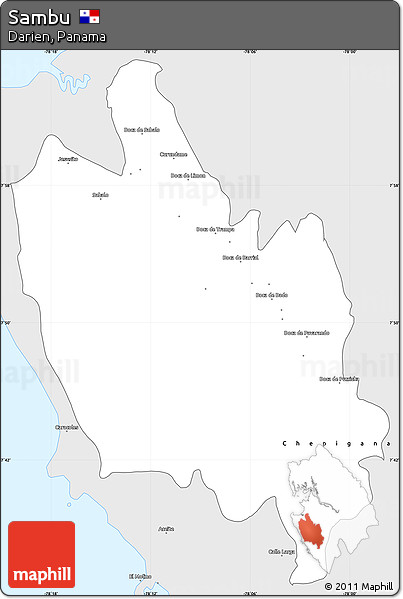 Silver Style Simple Map of Sambu