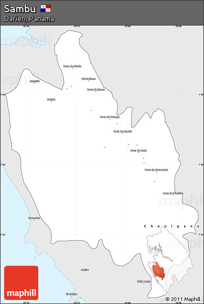 Silver Style Simple Map of Sambu
