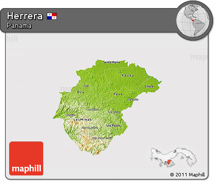 Physical 3D Map of Herrera, cropped outside