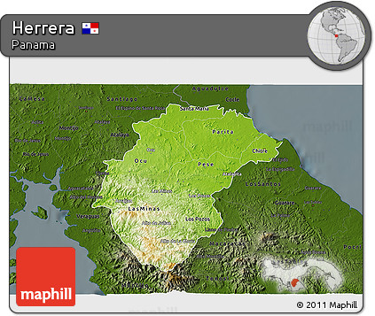 Physical 3D Map of Herrera, darken