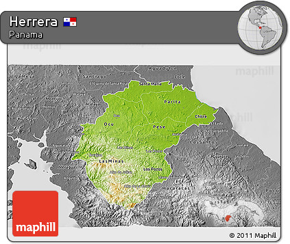 Physical 3D Map of Herrera, desaturated