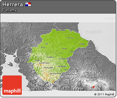 Physical 3D Map of Herrera, desaturated