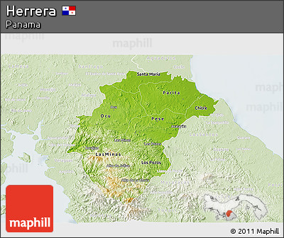 Physical 3D Map of Herrera, lighten
