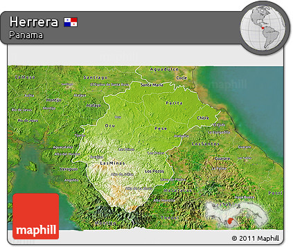 Physical 3D Map of Herrera, satellite outside