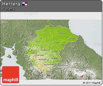 Physical 3D Map of Herrera, semi-desaturated