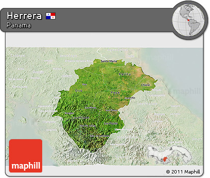 Satellite 3D Map of Herrera, lighten