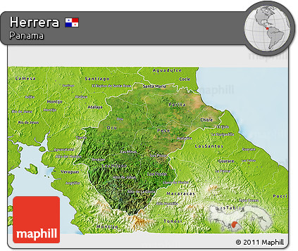 Satellite 3D Map of Herrera, physical outside