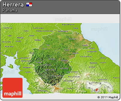 Satellite 3D Map of Herrera, physical outside