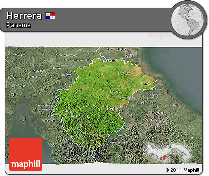 Satellite 3D Map of Herrera, semi-desaturated