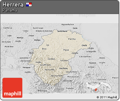 Shaded Relief 3D Map of Herrera, desaturated