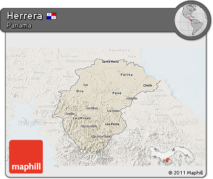 Shaded Relief 3D Map of Herrera, lighten
