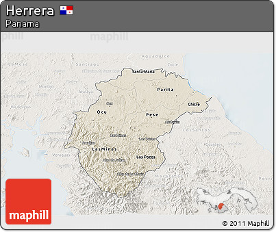 Shaded Relief 3D Map of Herrera, lighten