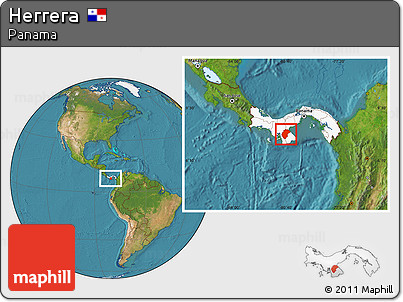 Satellite Location Map of Herrera, highlighted country
