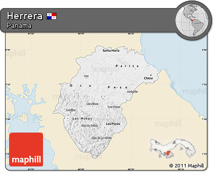 Classic Style Map of Herrera, single color outside