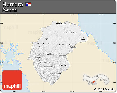 Classic Style Map of Herrera, single color outside
