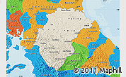 Shaded Relief Map of Herrera, political outside