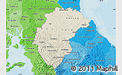 Shaded Relief Map of Herrera, political shades outside