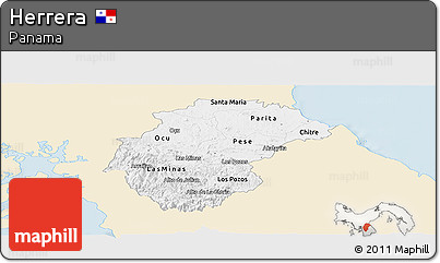Classic Style Panoramic Map of Herrera, single color outside