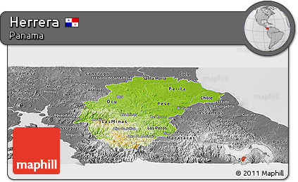 Physical Panoramic Map of Herrera, desaturated