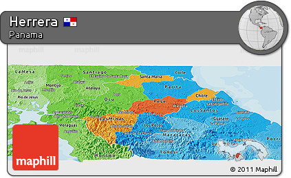 Political Panoramic Map of Herrera, political shades outside