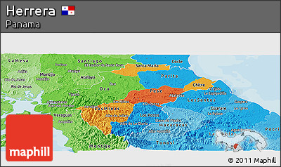 Political Panoramic Map of Herrera, political shades outside