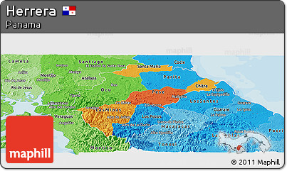 Political Panoramic Map of Herrera, political shades outside
