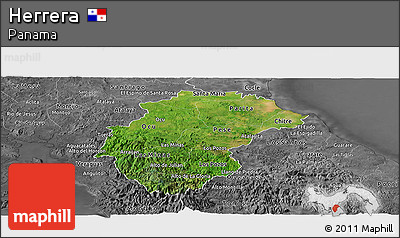 Satellite Panoramic Map of Herrera, desaturated