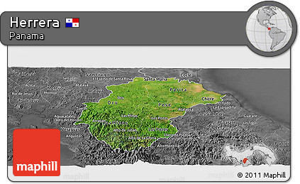 Satellite Panoramic Map of Herrera, desaturated