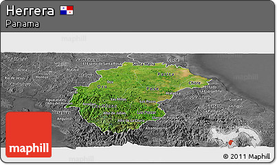 Satellite Panoramic Map of Herrera, desaturated