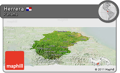 Satellite Panoramic Map of Herrera, lighten