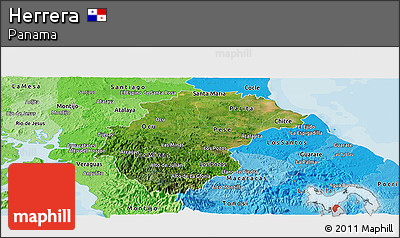 Satellite Panoramic Map of Herrera, political shades outside