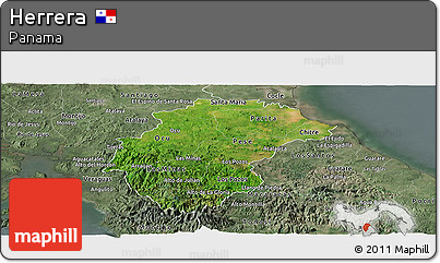 Satellite Panoramic Map of Herrera, semi-desaturated