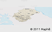Shaded Relief Panoramic Map of Herrera, single color outside