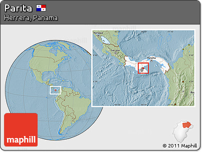 Savanna Style Location Map of Parita, highlighted country, highlighted parent region, hill shading