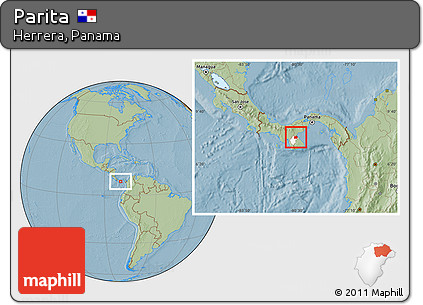 Savanna Style Location Map of Parita, highlighted parent region, hill shading
