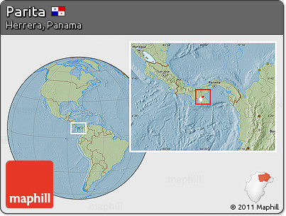 Savanna Style Location Map of Parita, highlighted parent region, hill shading